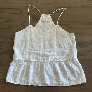LOFT Petite White Floral Peplum Strappy Cami - Size XSP